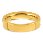 Gold-Tone Polished Cubic Zirconia Stainless Steel Wedding Band 4.5mm
