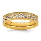 Gold-Tone Polished Cubic Zirconia Stainless Steel Wedding Band 4.5mm