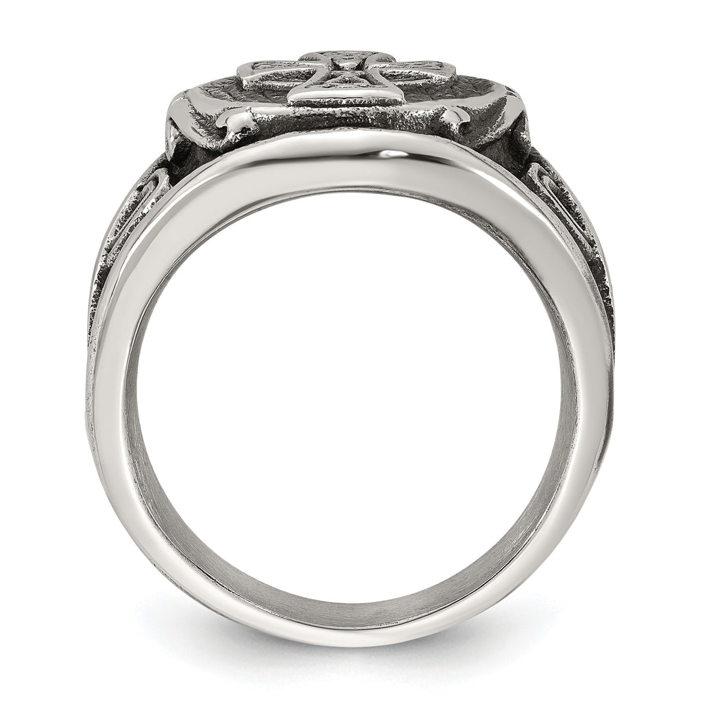 Antiqued Cross Stainless Steel Ring