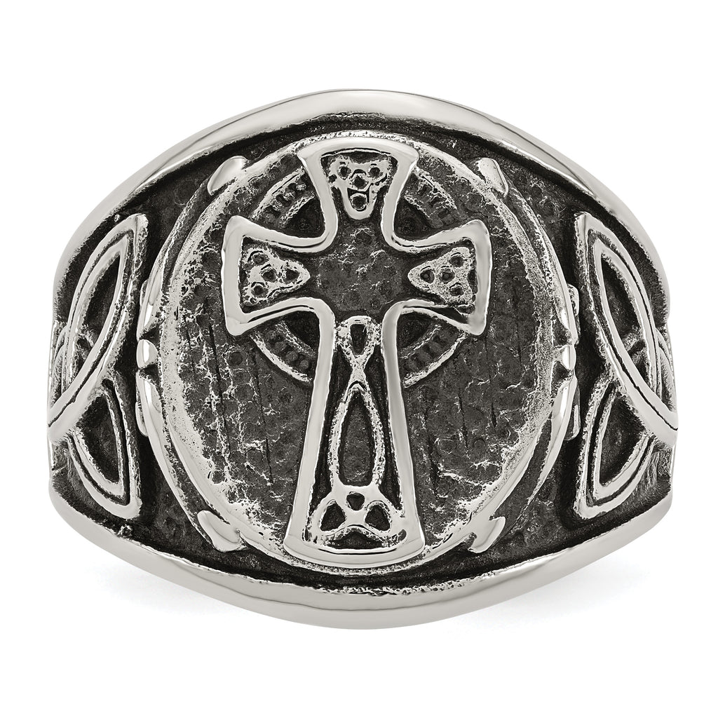Antiqued Cross Stainless Steel Ring