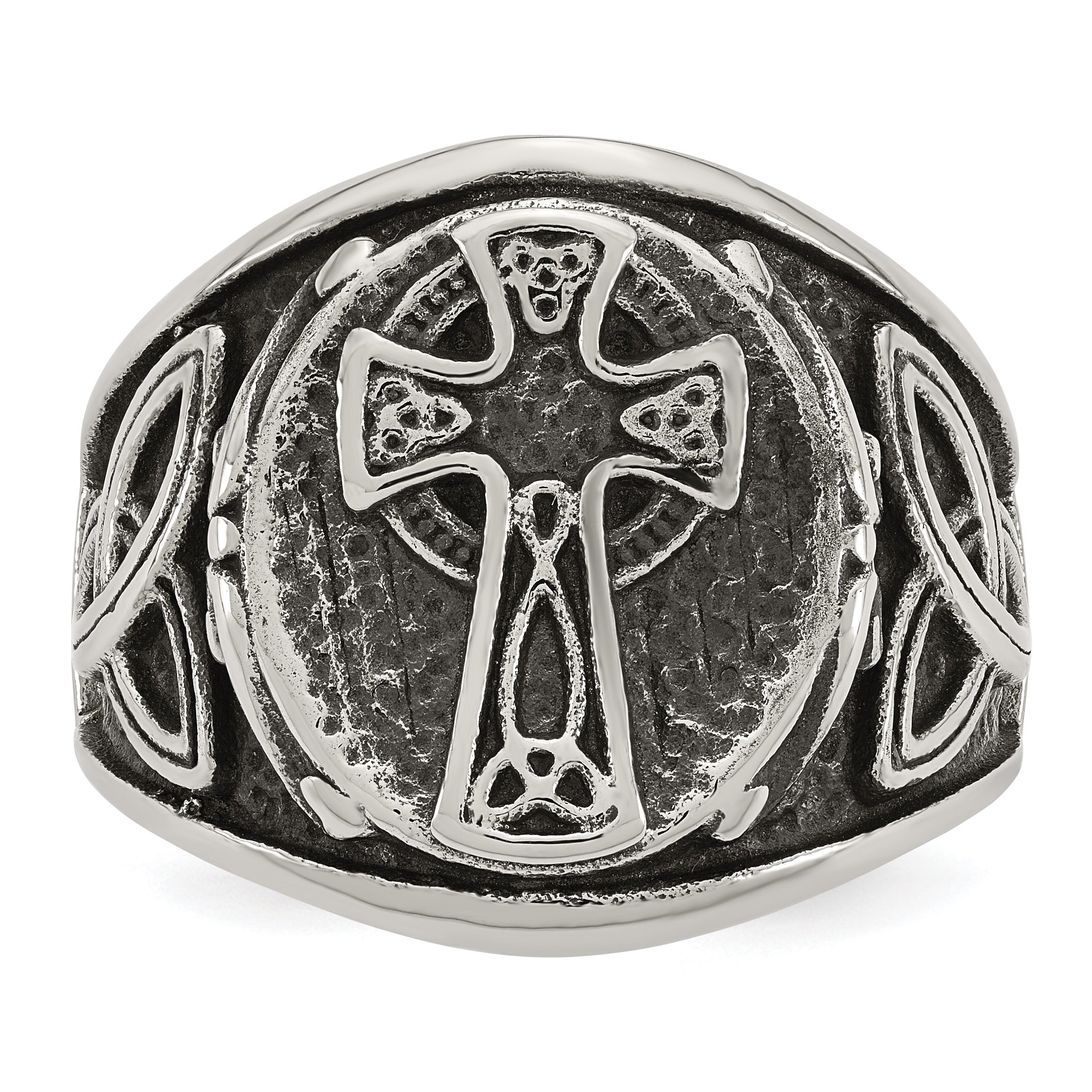 Antiqued Cross Stainless Steel Ring
