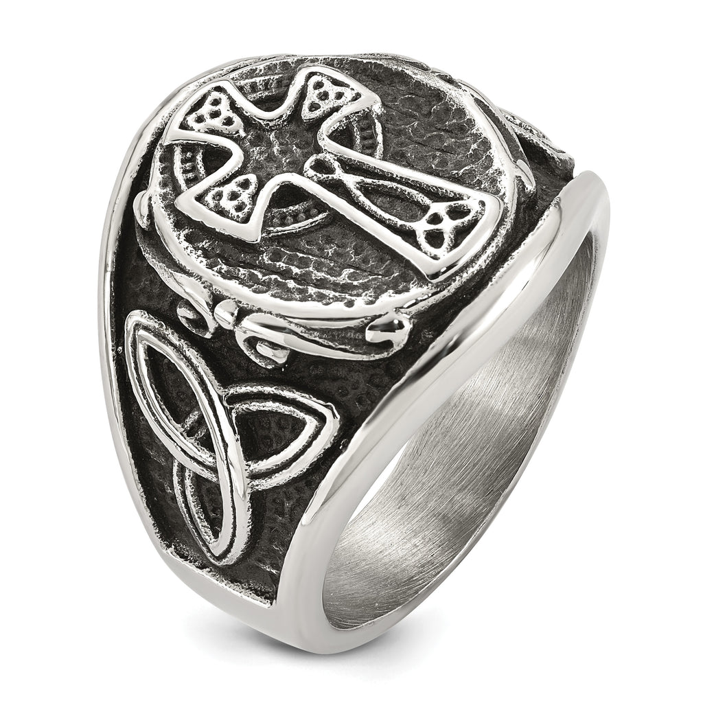 Antiqued Cross Stainless Steel Ring