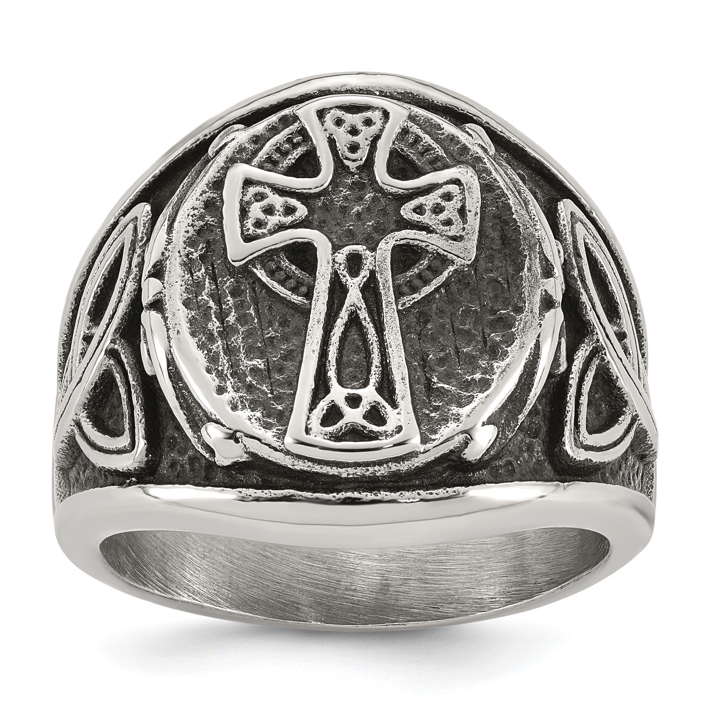 Antiqued Cross Stainless Steel Ring