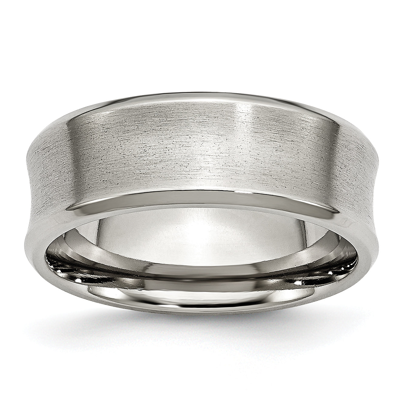 Stainless Steel Brushed Concave 8mm Beveled Edge Band Main image
