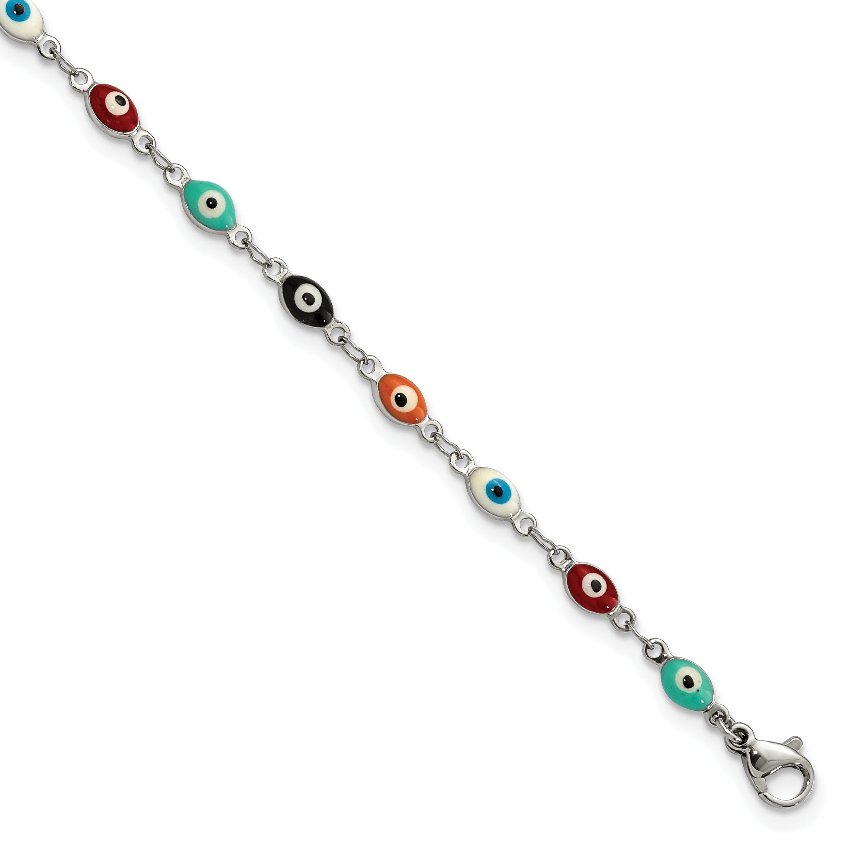 Chisel Stainless Steel Polished Enameled Eyes 9 inch Anklet Plus 1 inch Extension Main image