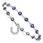 Women's Polished Evil Eye Stainless Steel Anklet