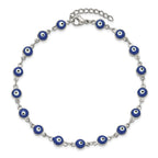 Women's Polished Evil Eye Stainless Steel Anklet
