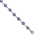 Women's Polished Evil Eye Stainless Steel Anklet