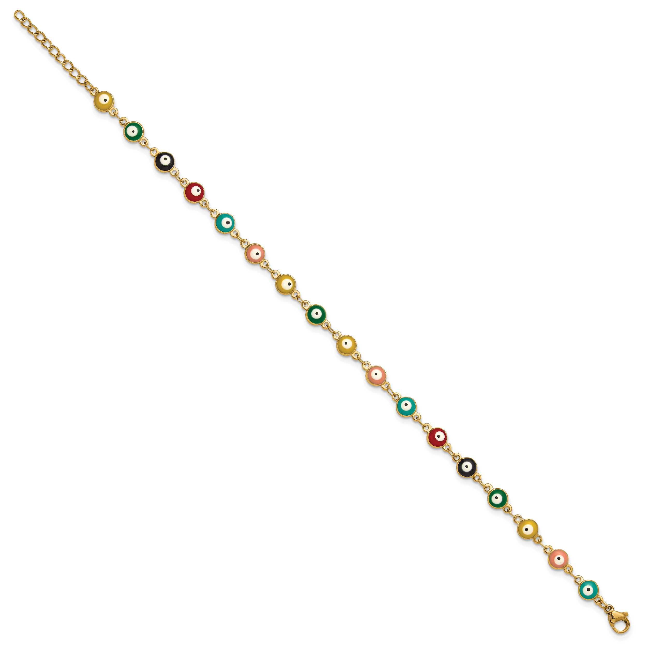 Women's Gold-Tone Polished Evil Eye Stainless Steel Anklet