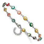 Women's Gold-Tone Polished Evil Eye Stainless Steel Anklet