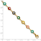 Women's Gold-Tone Polished Evil Eye Stainless Steel Anklet