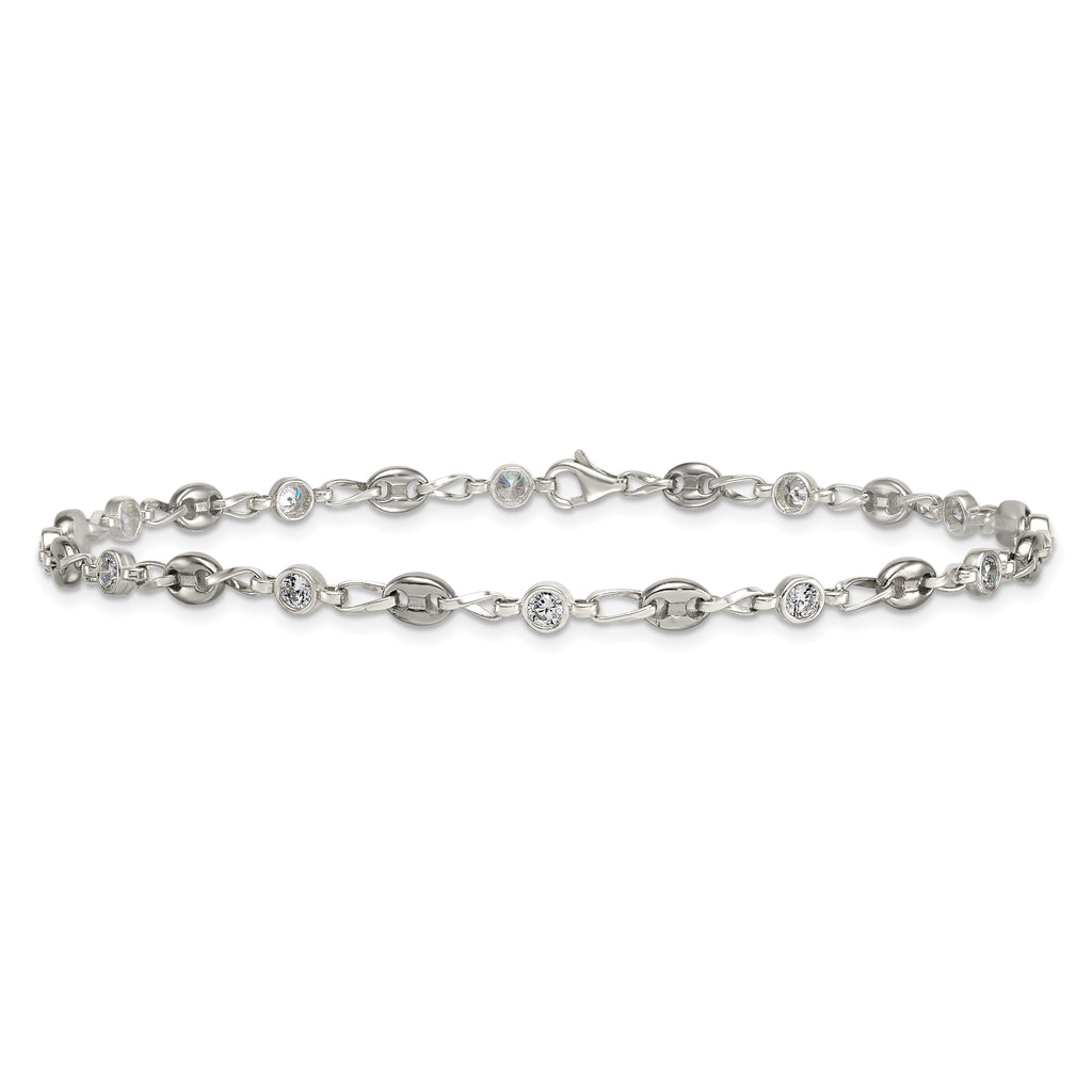 Women's Polished Anchor Stainless Steel Anklet