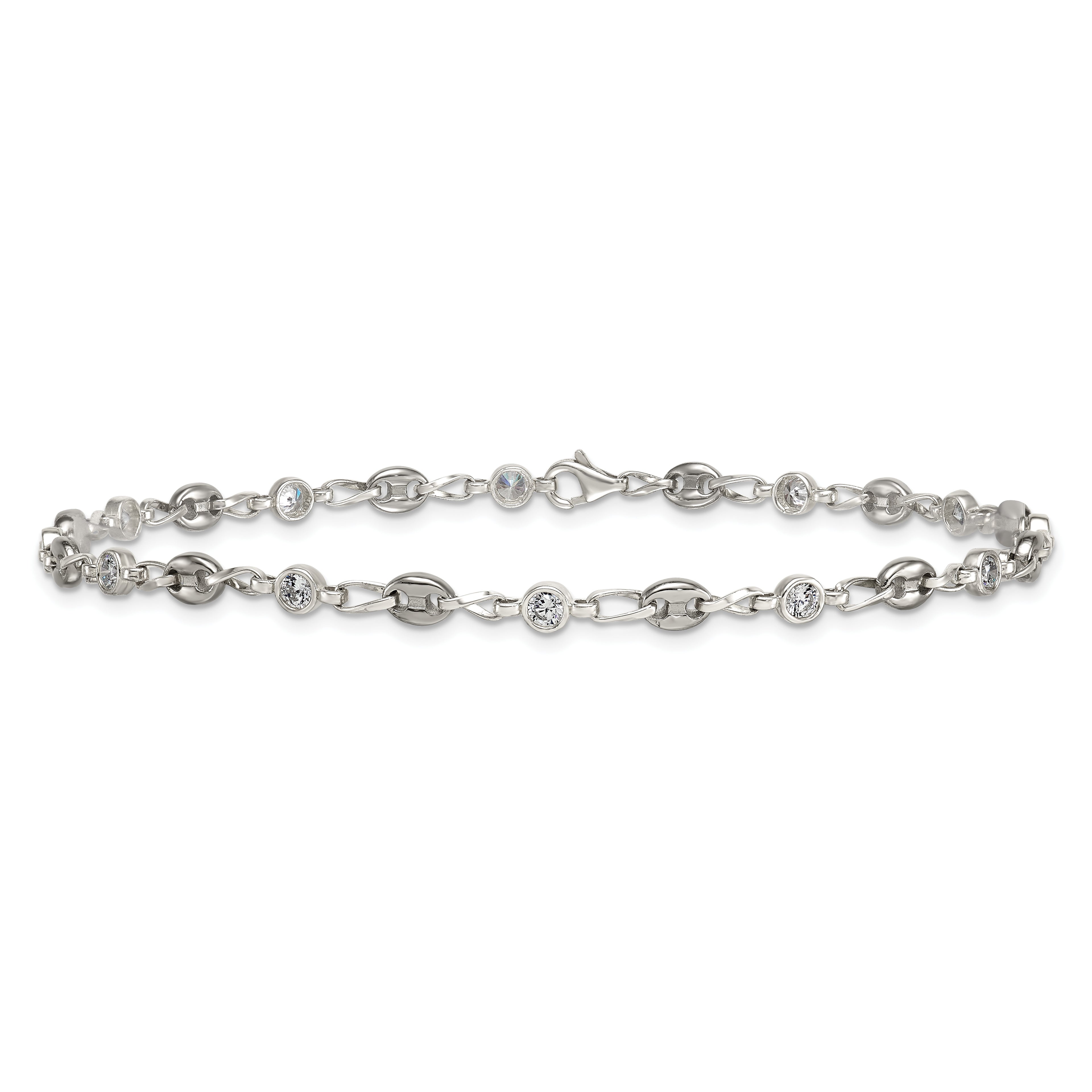 Women's Polished Anchor Stainless Steel Anklet