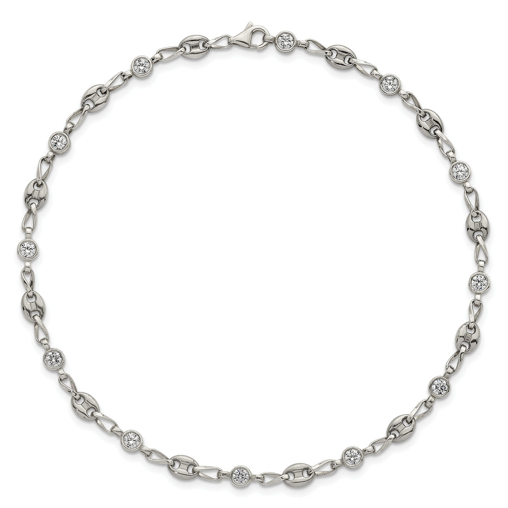 Women's Polished Anchor Stainless Steel Anklet
