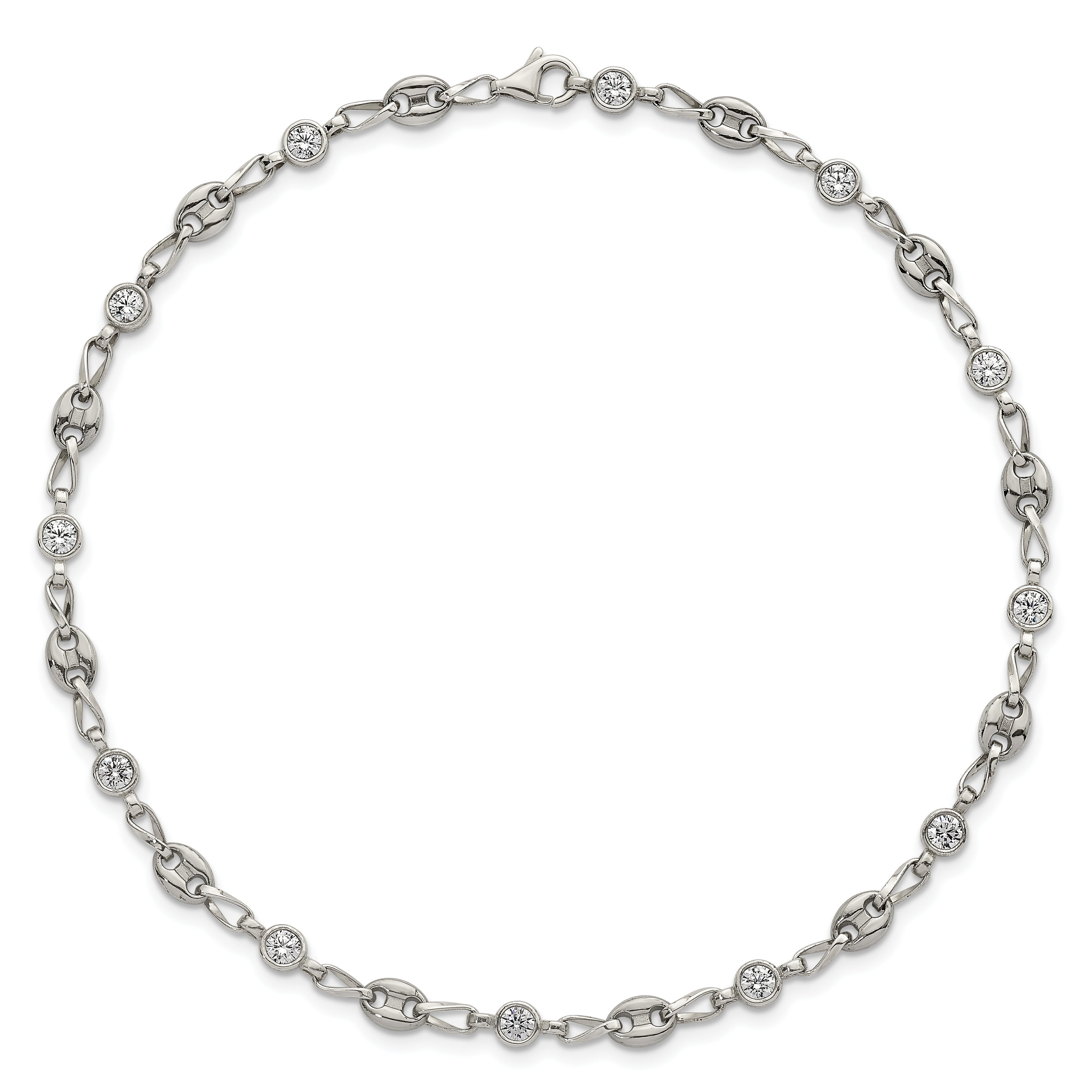 Women's Polished Anchor Stainless Steel Anklet