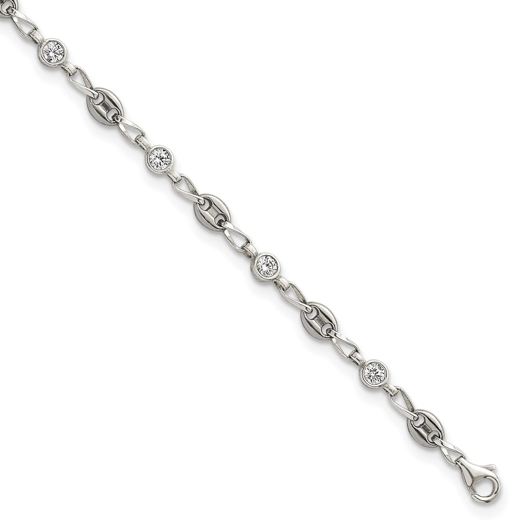 Women's Polished Anchor Stainless Steel Anklet