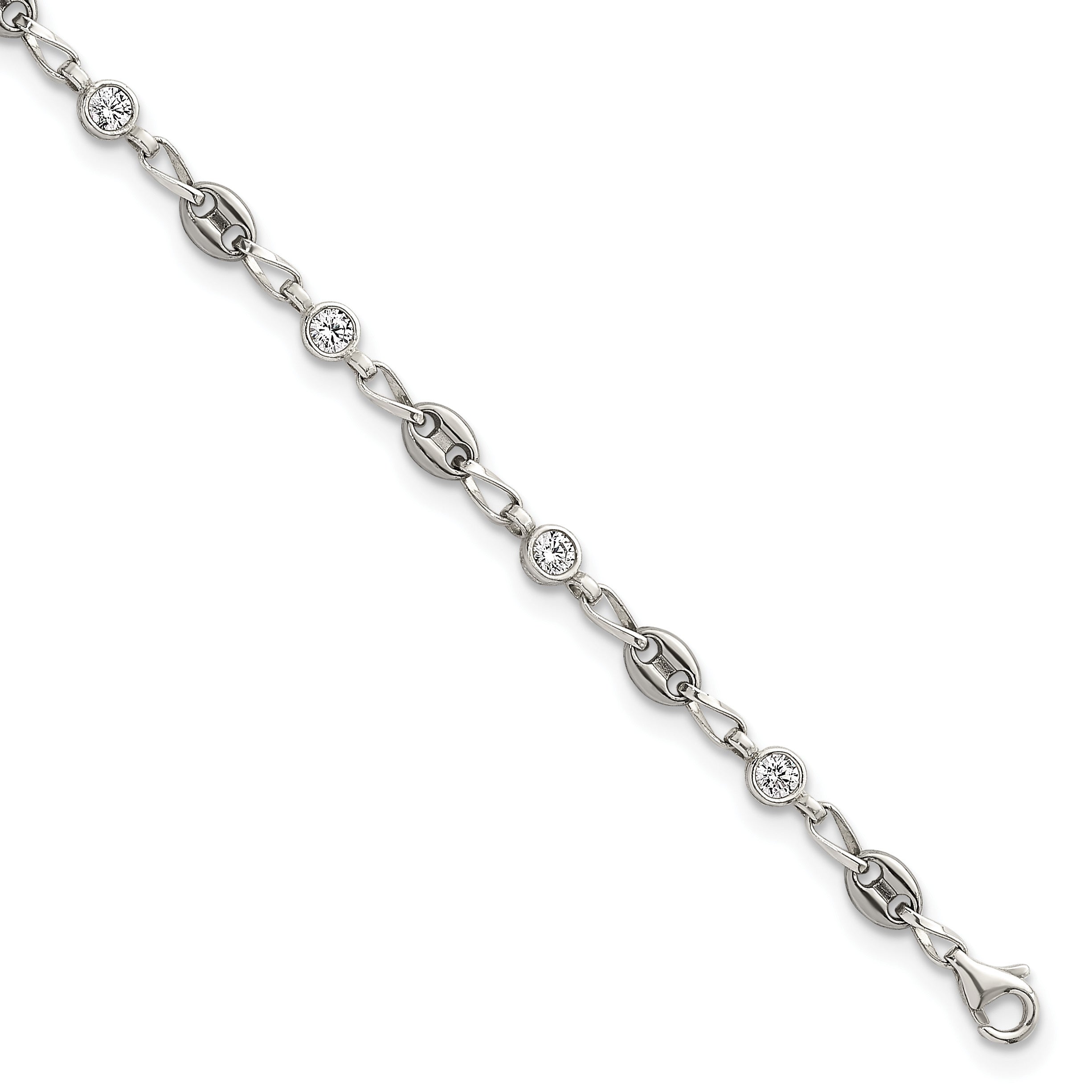 Women's Polished Anchor Stainless Steel Anklet