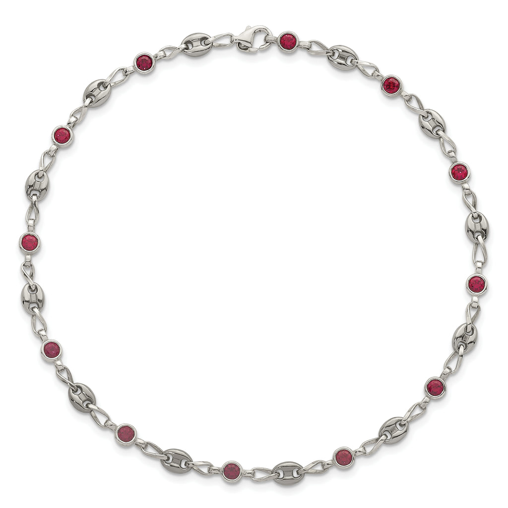 Women's Polished Anchor Stainless Steel Anklet