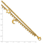 Women's Gold-Tone Polished Moon and Stars Stainless Steel Anklet