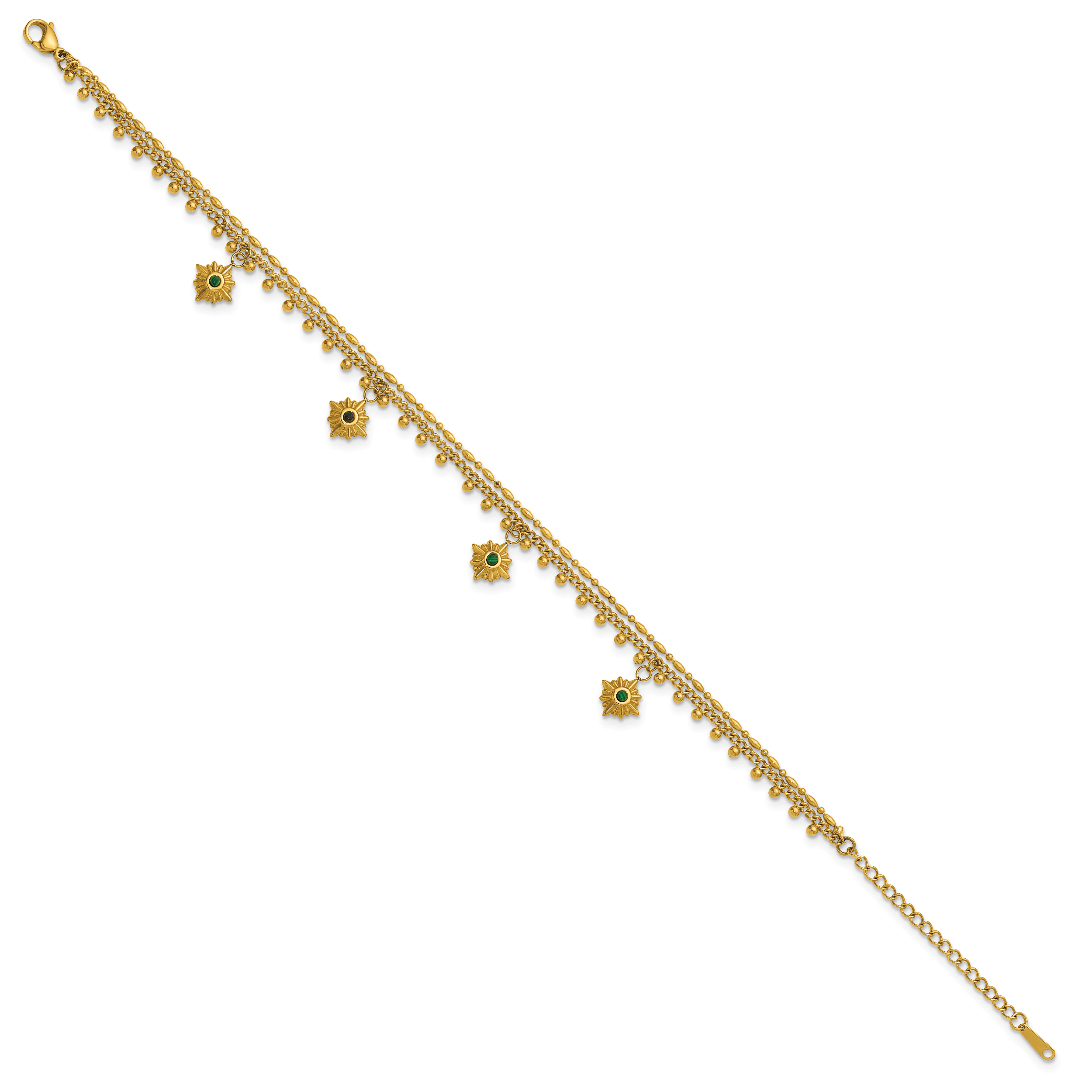 Women's Gold-Tone Polished Sun Stainless Steel Anklet Secondary image