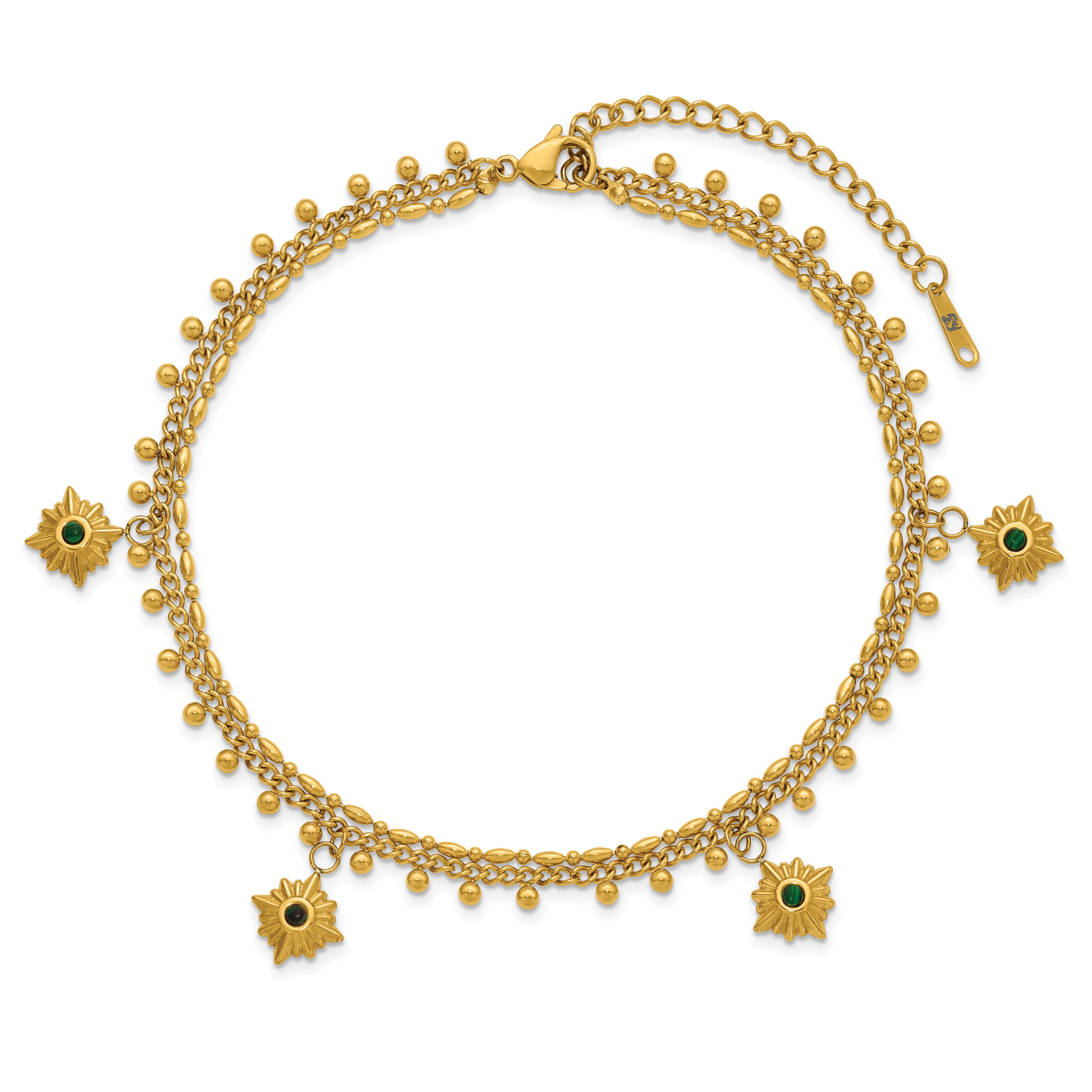 Women's Gold-Tone Polished Sun Stainless Steel Anklet