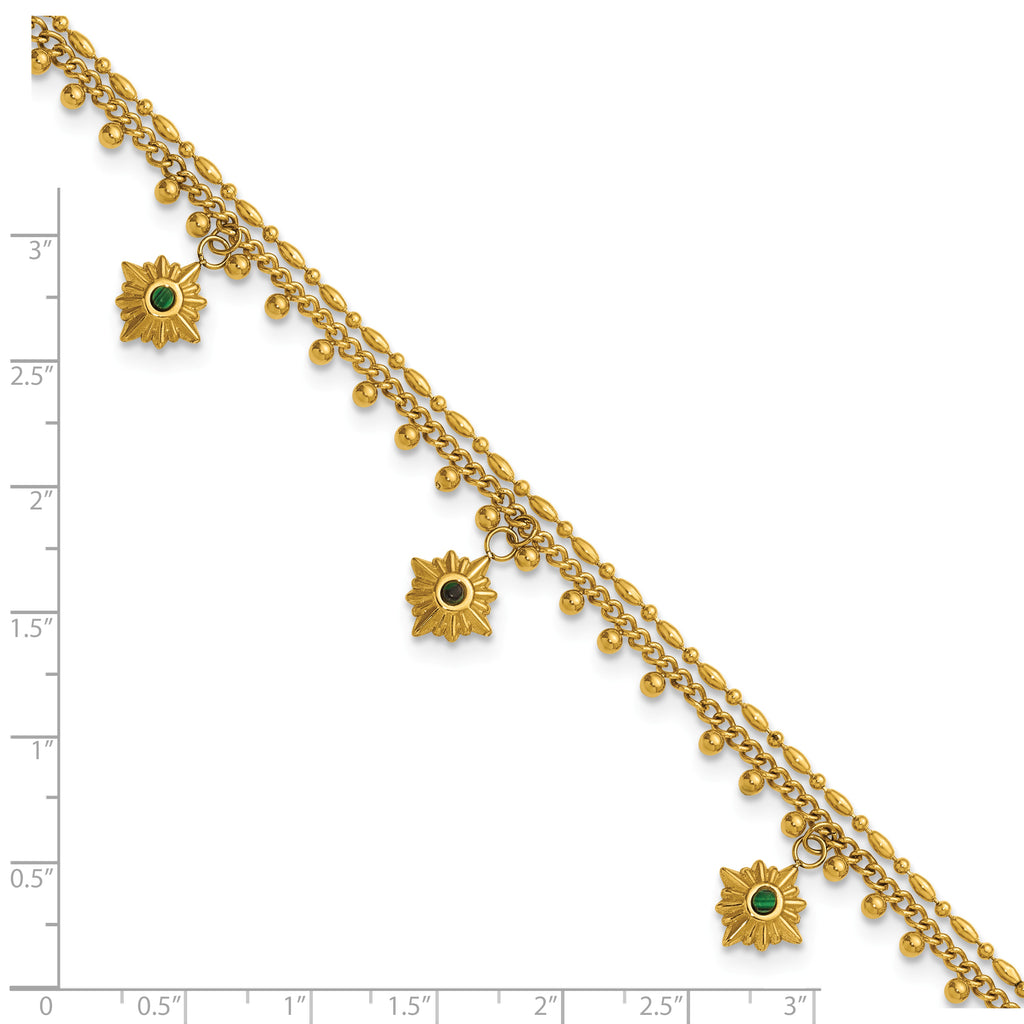Women's Gold-Tone Polished Sun Stainless Steel Anklet