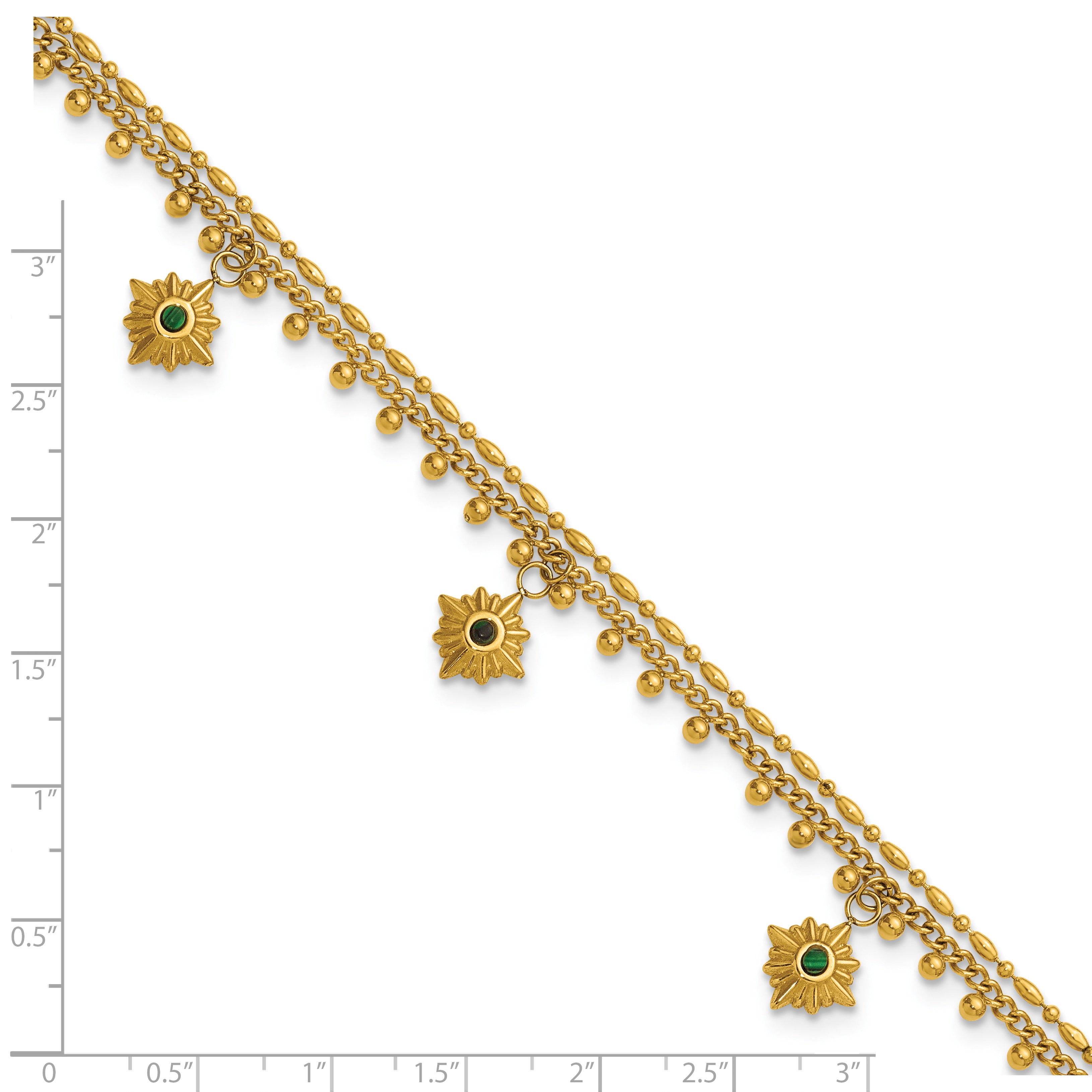 Women's Gold-Tone Polished Sun Stainless Steel Anklet