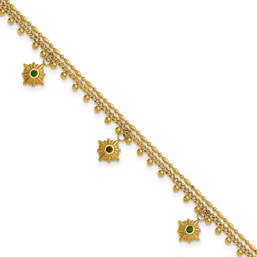 Women's Gold-Tone Polished Sun Stainless Steel Anklet