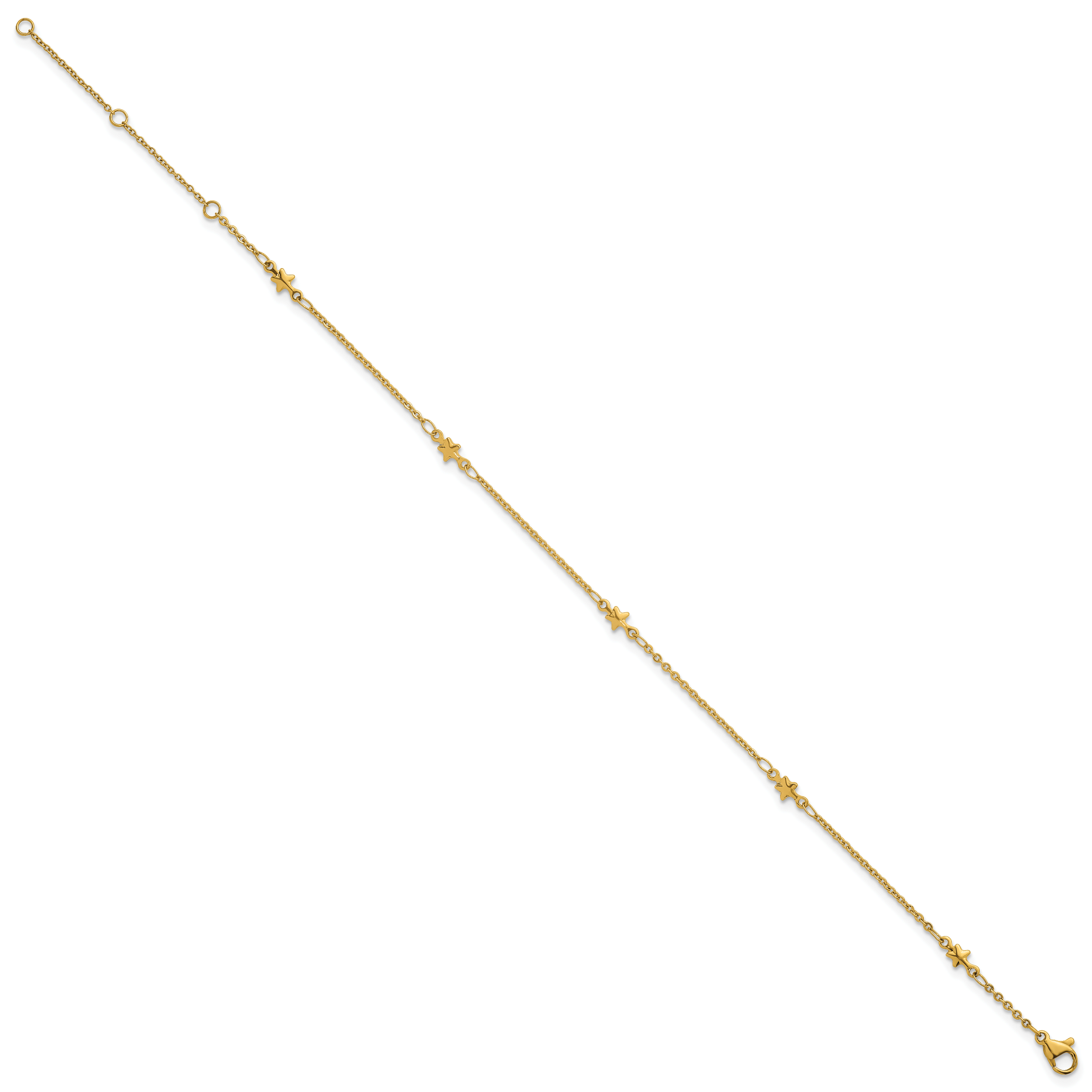 Women's Gold-Tone Polished Star Stainless Steel Anklet
