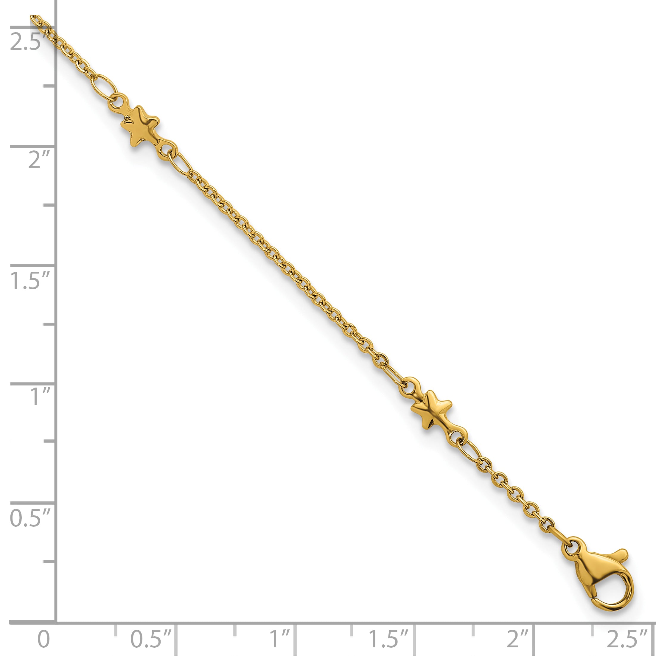 Women's Gold-Tone Polished Star Stainless Steel Anklet