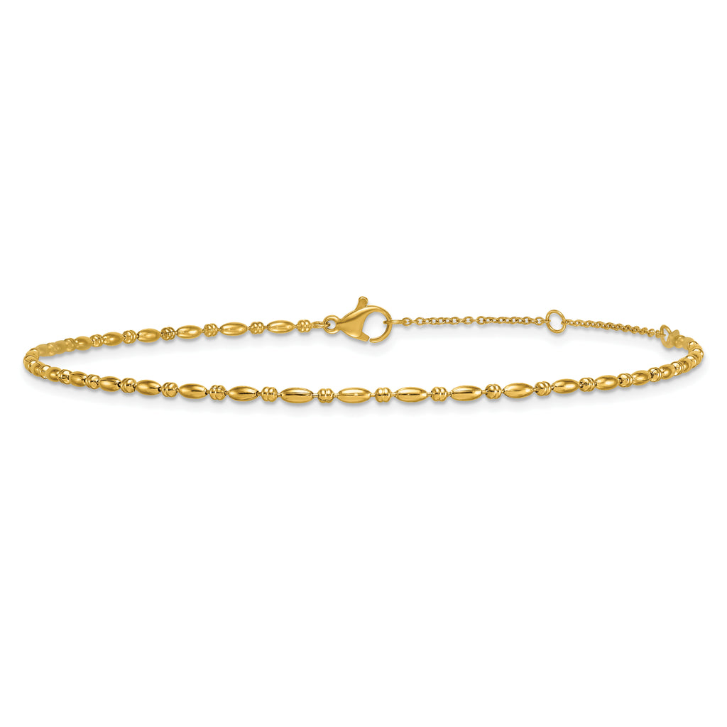 Women's Polished Gold-Tone Stainless Steel Anklet