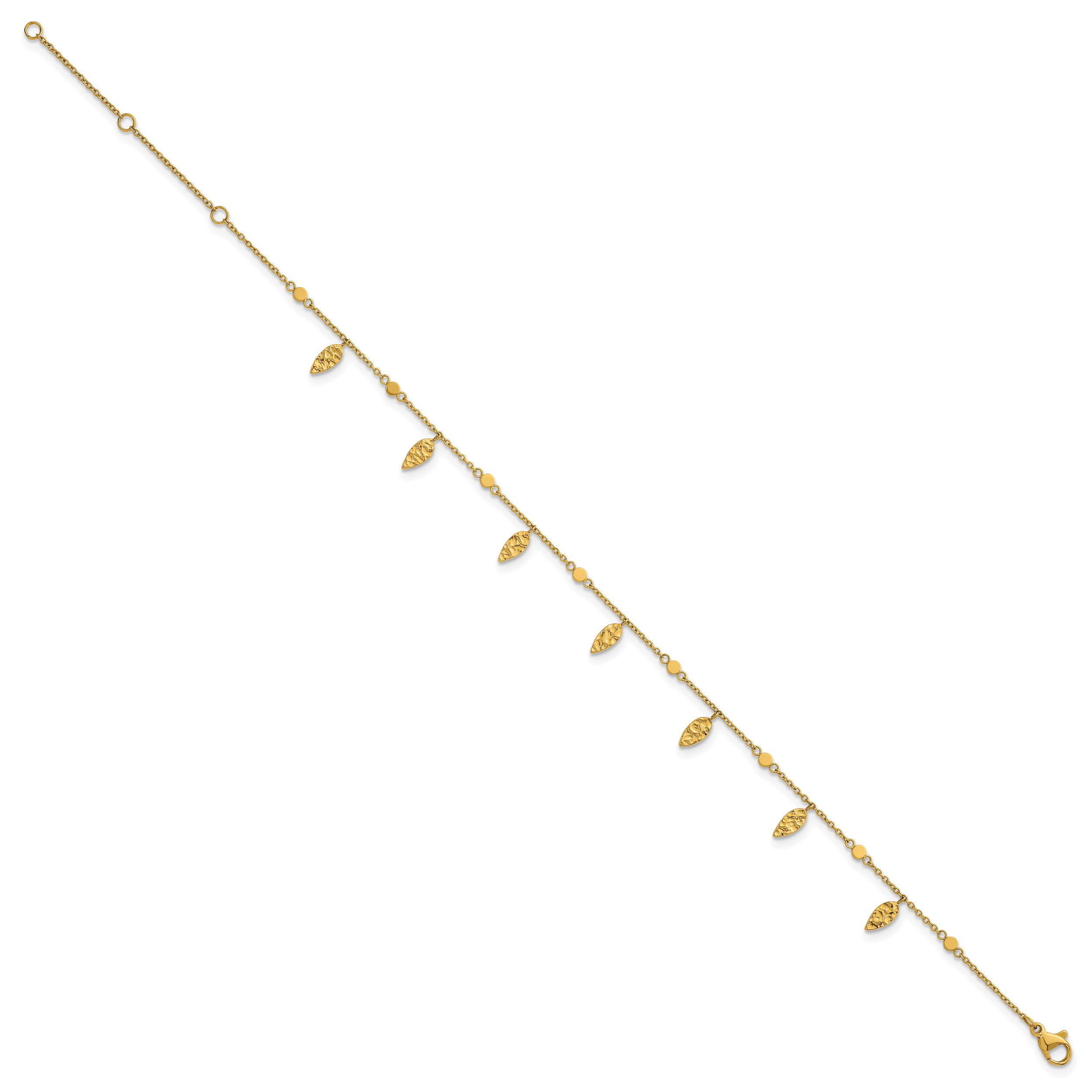 Women's Gold-Tone Polished Leaf Stainless Steel Anklet Secondary image