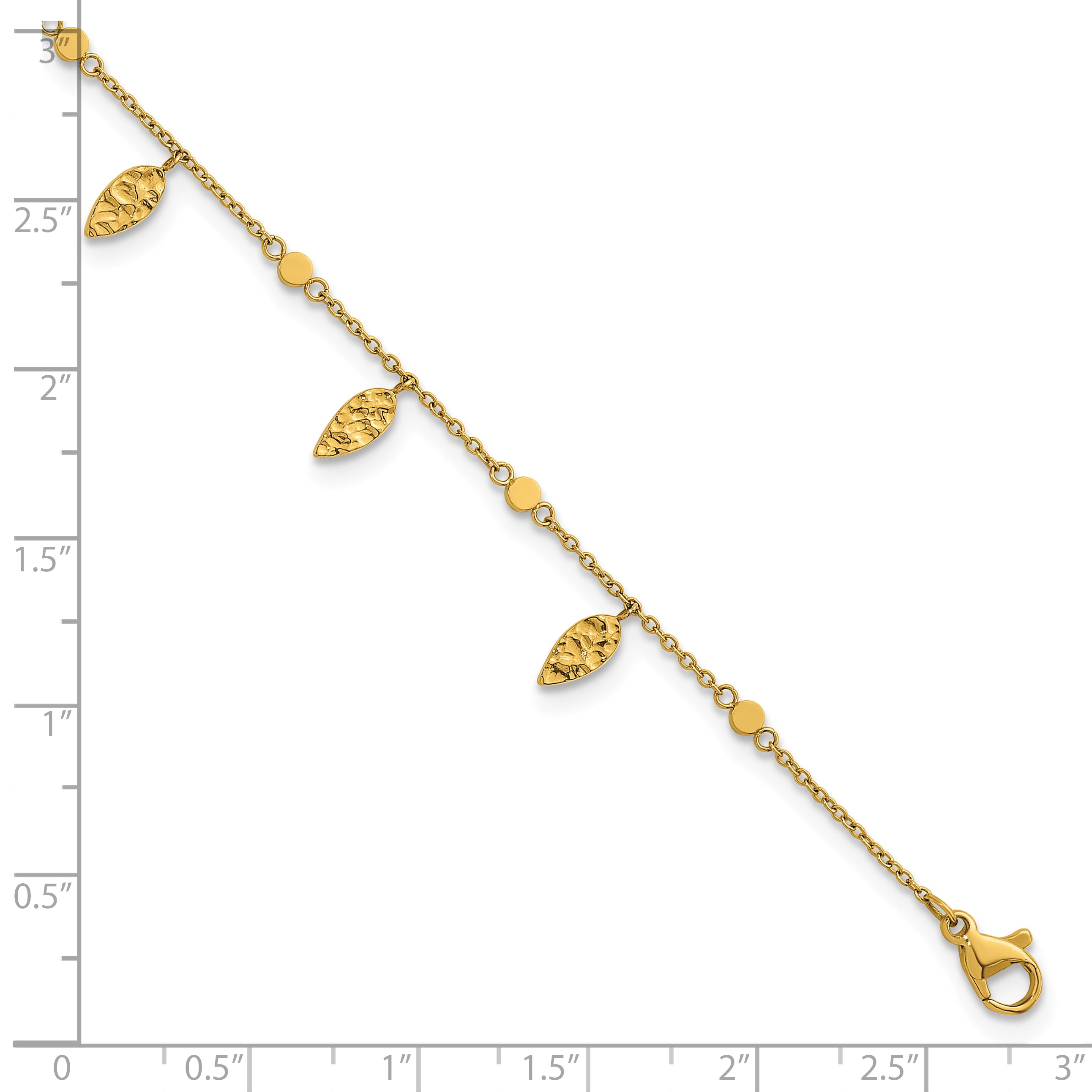 Women's Gold-Tone Polished Leaf Stainless Steel Anklet
