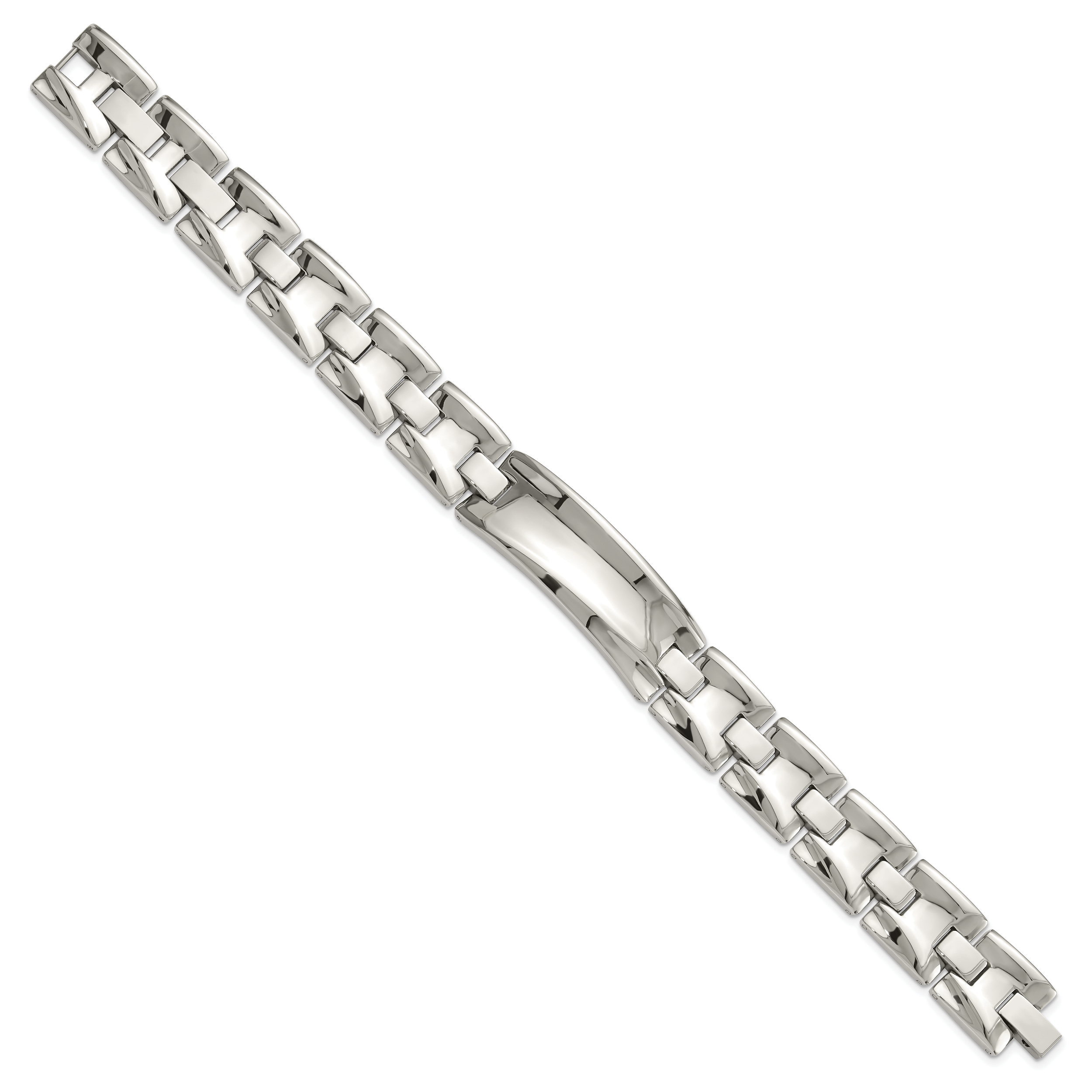 Stainless Steel Polished Link ID Bracelet for Men