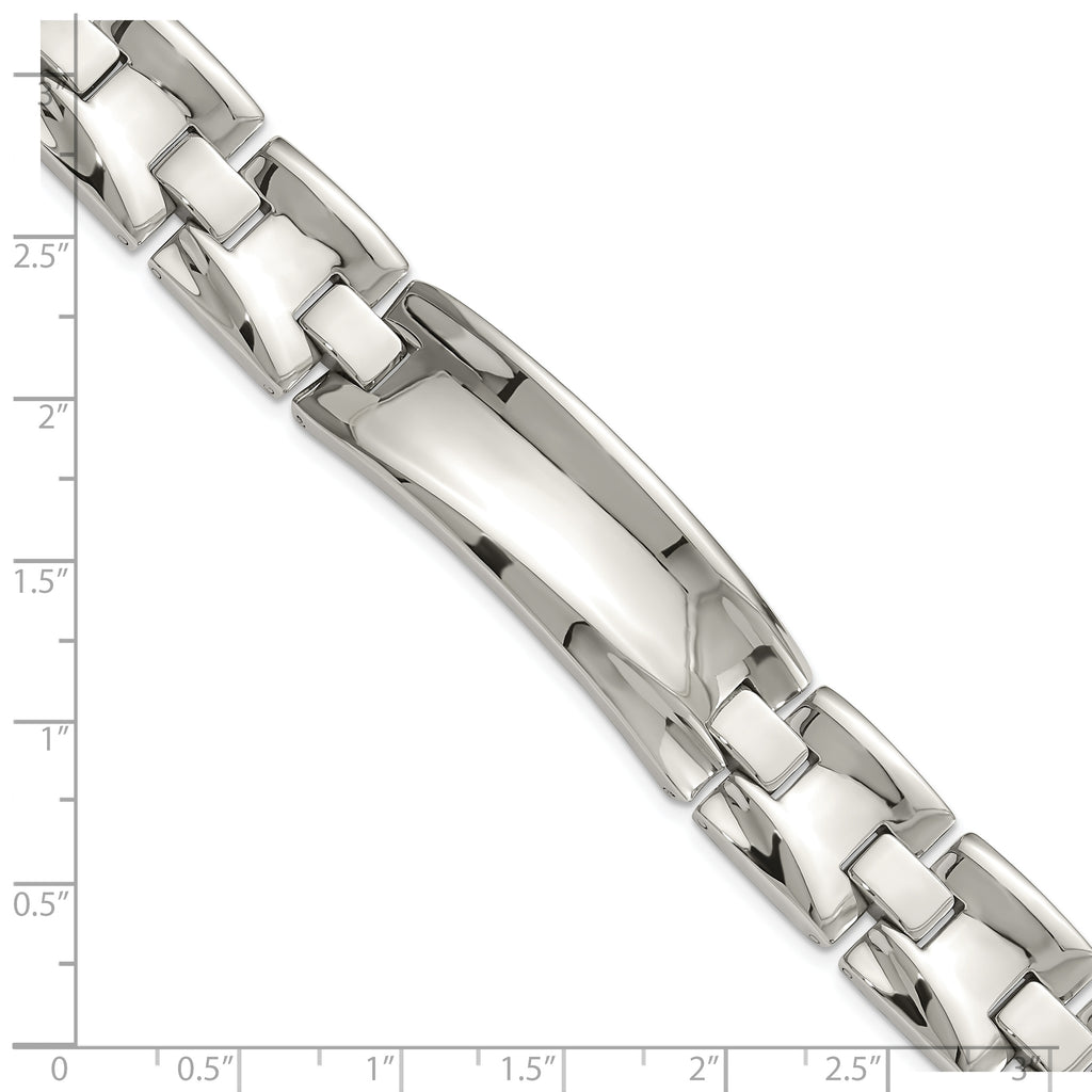 Stainless Steel Polished Link ID Bracelet for Men
