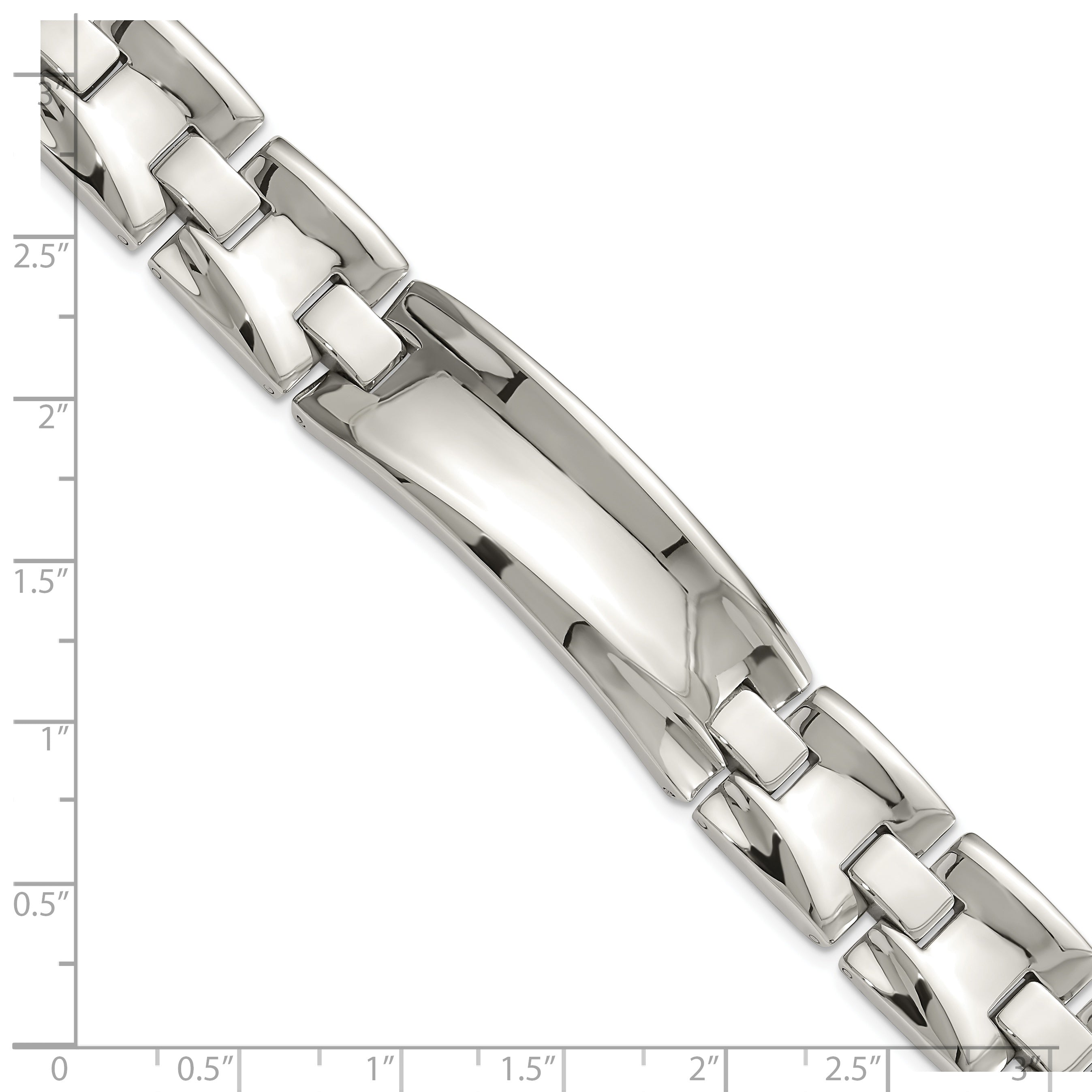 Stainless Steel Polished Link ID Bracelet for Men