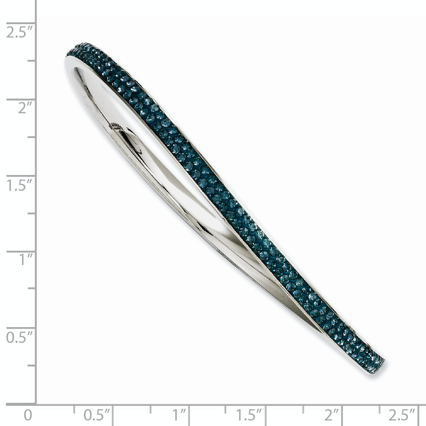 Stainless Steel Blue Crystal Polished Bangle Bracelet for Women