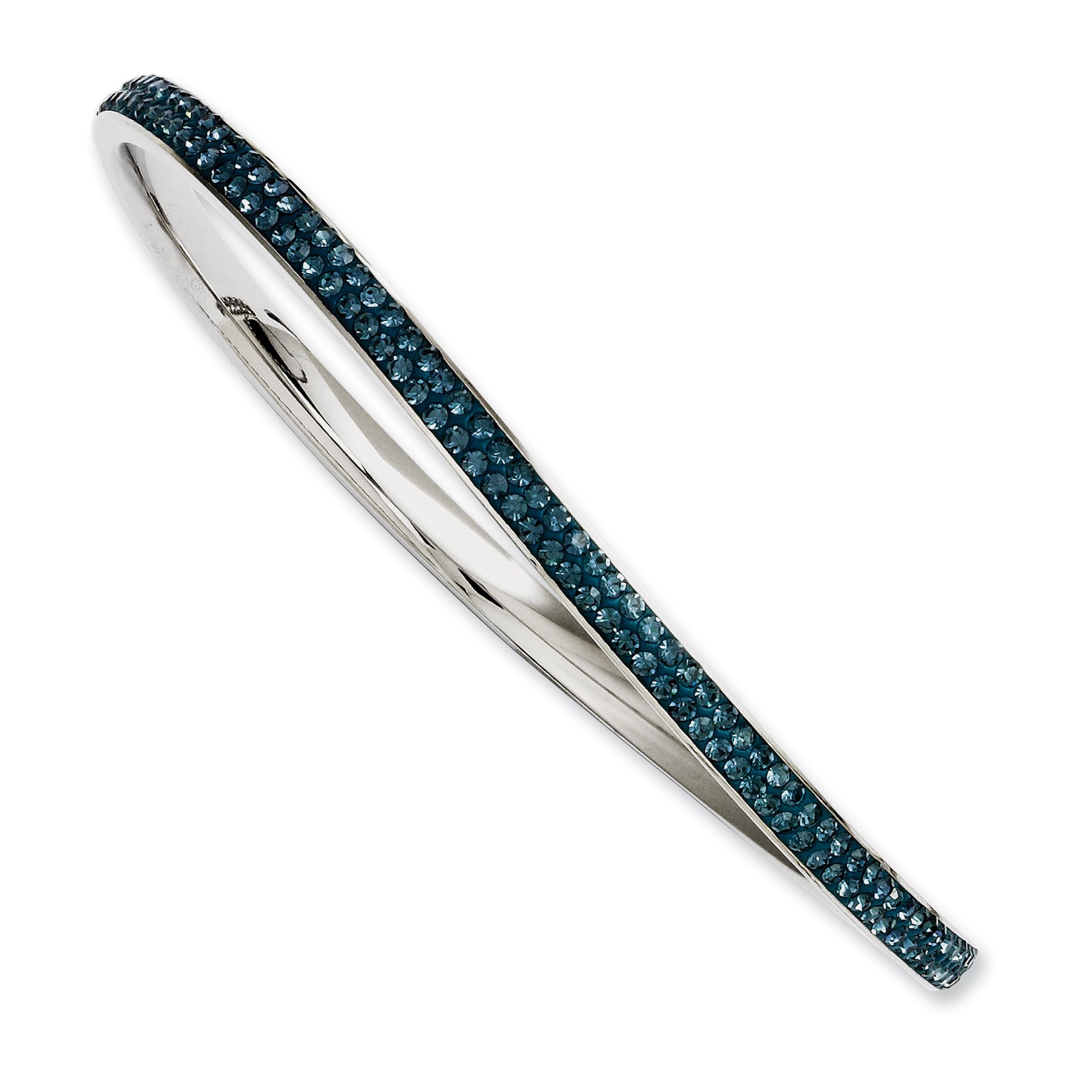 Stainless Steel Blue Crystal Polished Bangle Bracelet for Women