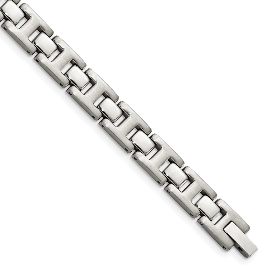 Stainless Steel Brushed and Polished Link Bracelet for Men