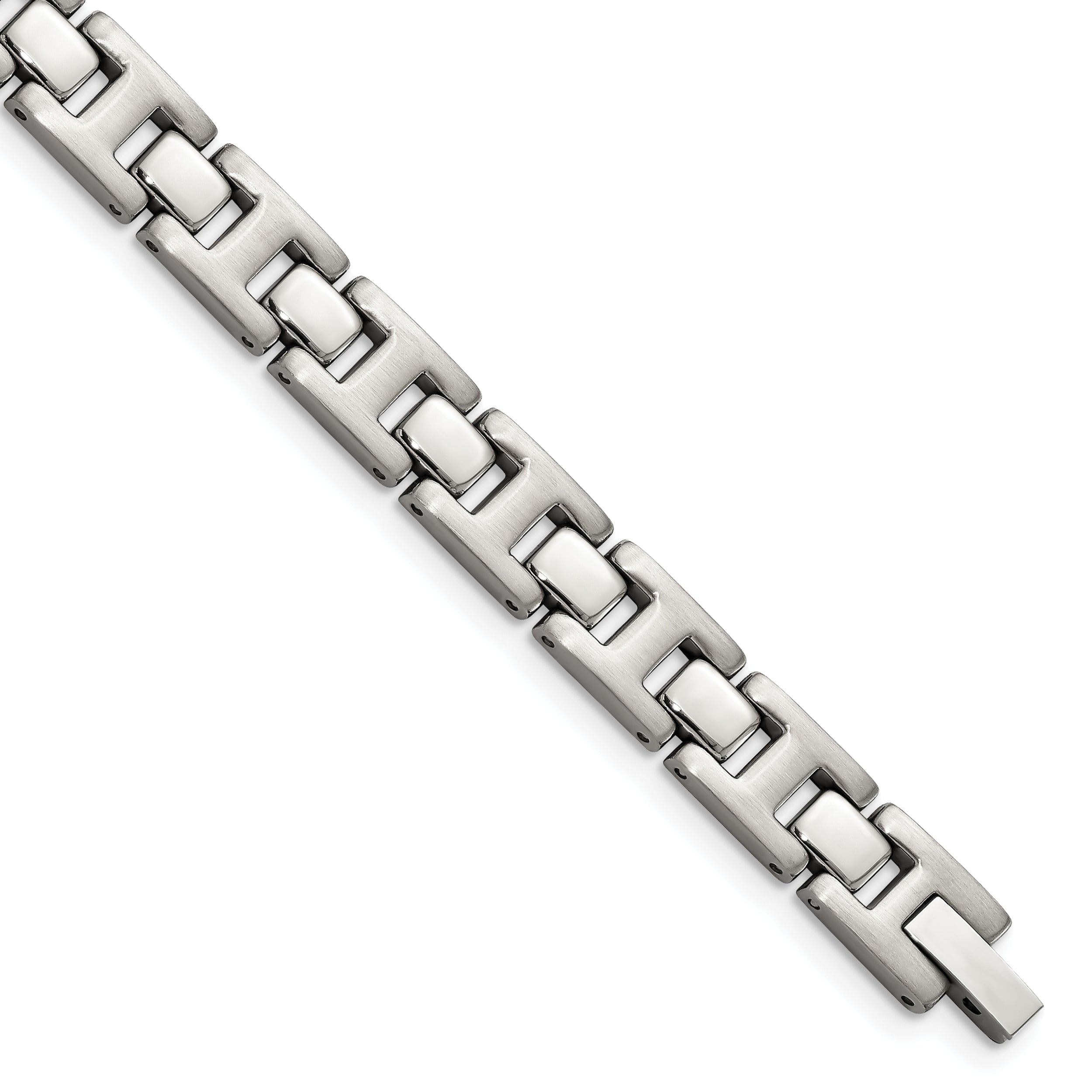Stainless Steel Brushed and Polished Link Bracelet for Men