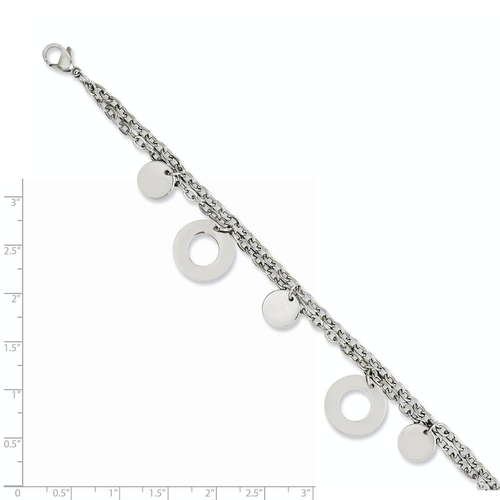 Stainless Steel Polished Circles & Discs Bracelet for Women