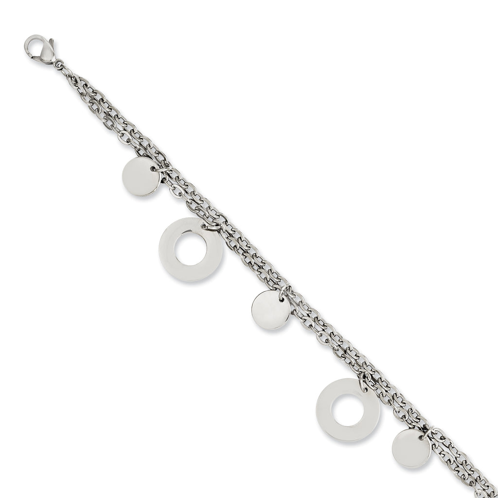 Stainless Steel Polished Circles & Discs Bracelet for Women