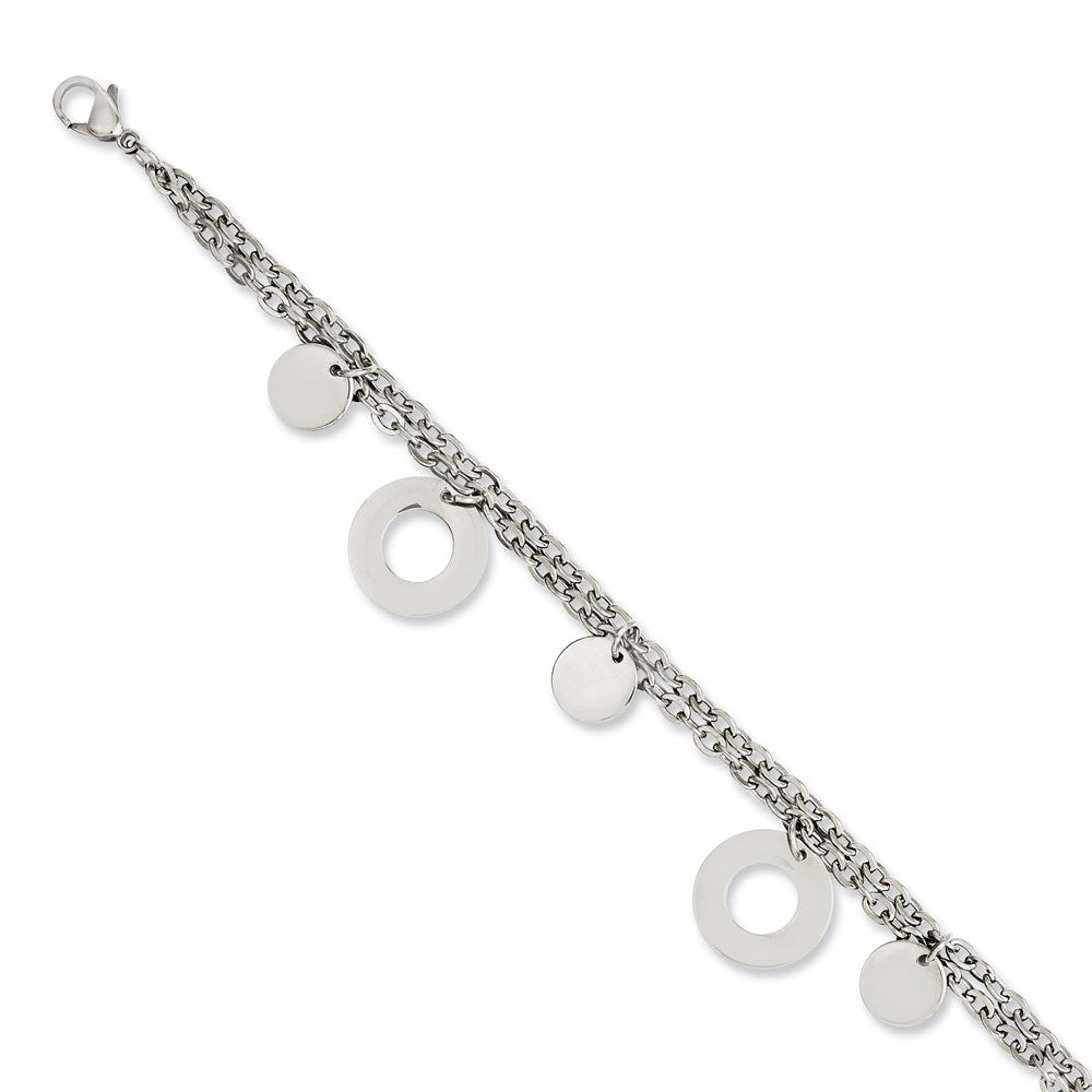Circles & Discs Bracelet in Stainless Steel, 7.8 in - Sophia Jewelers