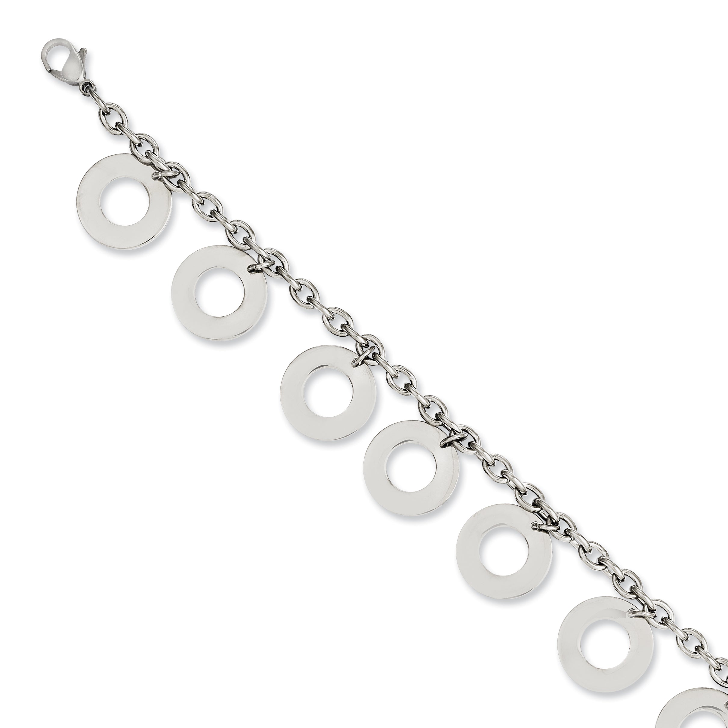Stainless Steel Polished Dangle Circles Bracelet for Women