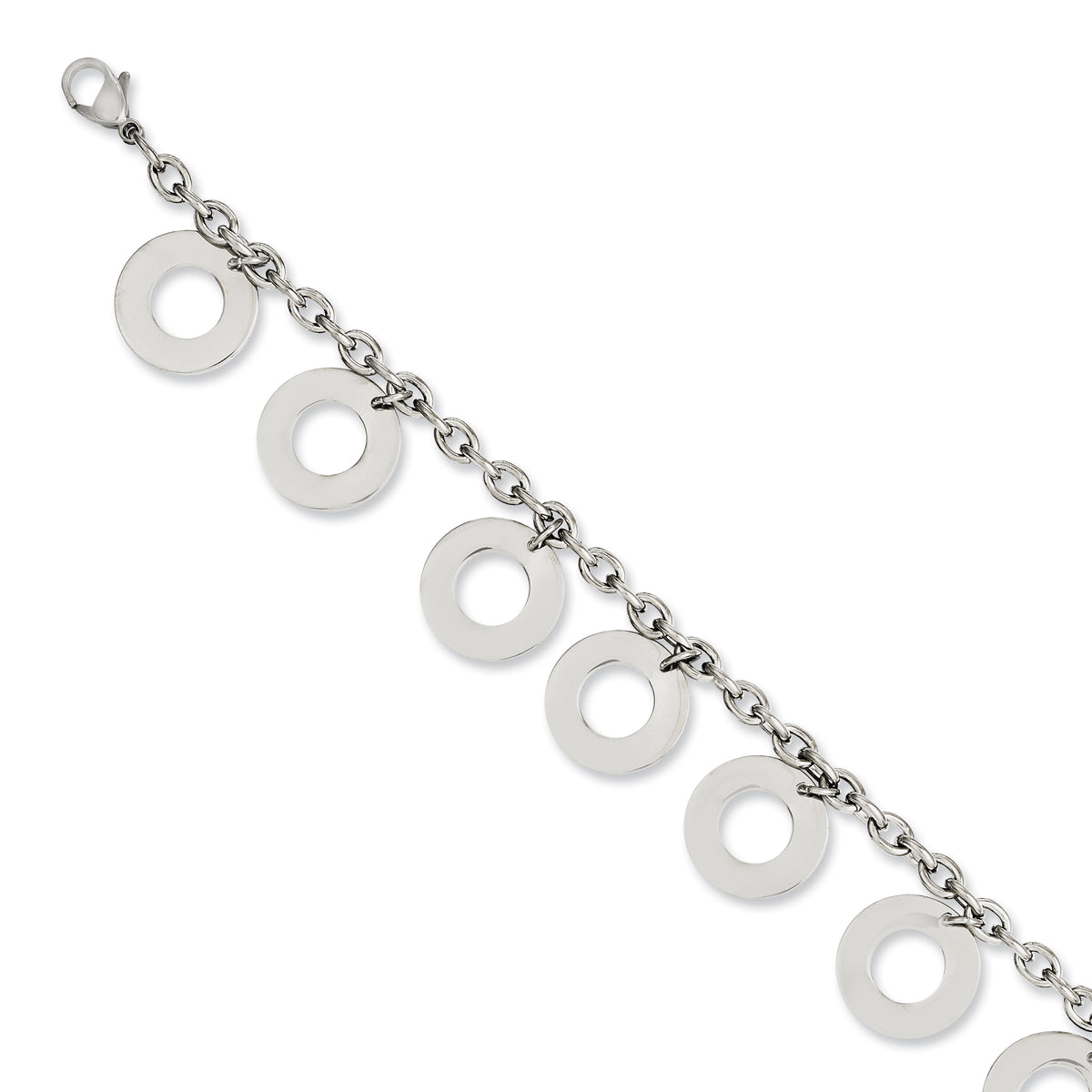 Dangle Circles Bracelet in Stainless Steel, 7.5 in - Sophia Jewelers