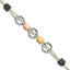 Stainless Steel Multi IP-Plated Beads & White Leather with . ext Bracelet