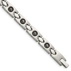 Stainless Steel Brushed and Polished with Magnetic Ball Accent Link Bracelet for Men