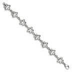 Stainless Steel Polished Flower Link Bracelet for Women