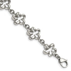 Stainless Steel Polished Flower Link Bracelet for Women