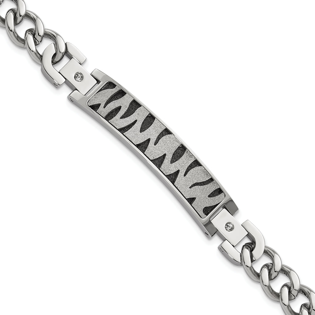 Stainless Steel Black IP-plated & Laser Cut Cubic Zirconia Bracelet for Men